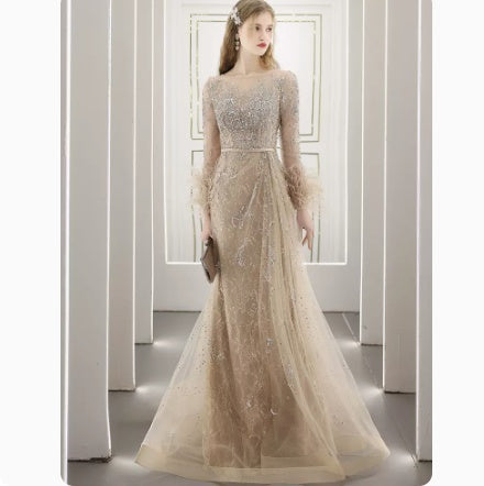 Beaded Diamond encrusted Evening Dress Long