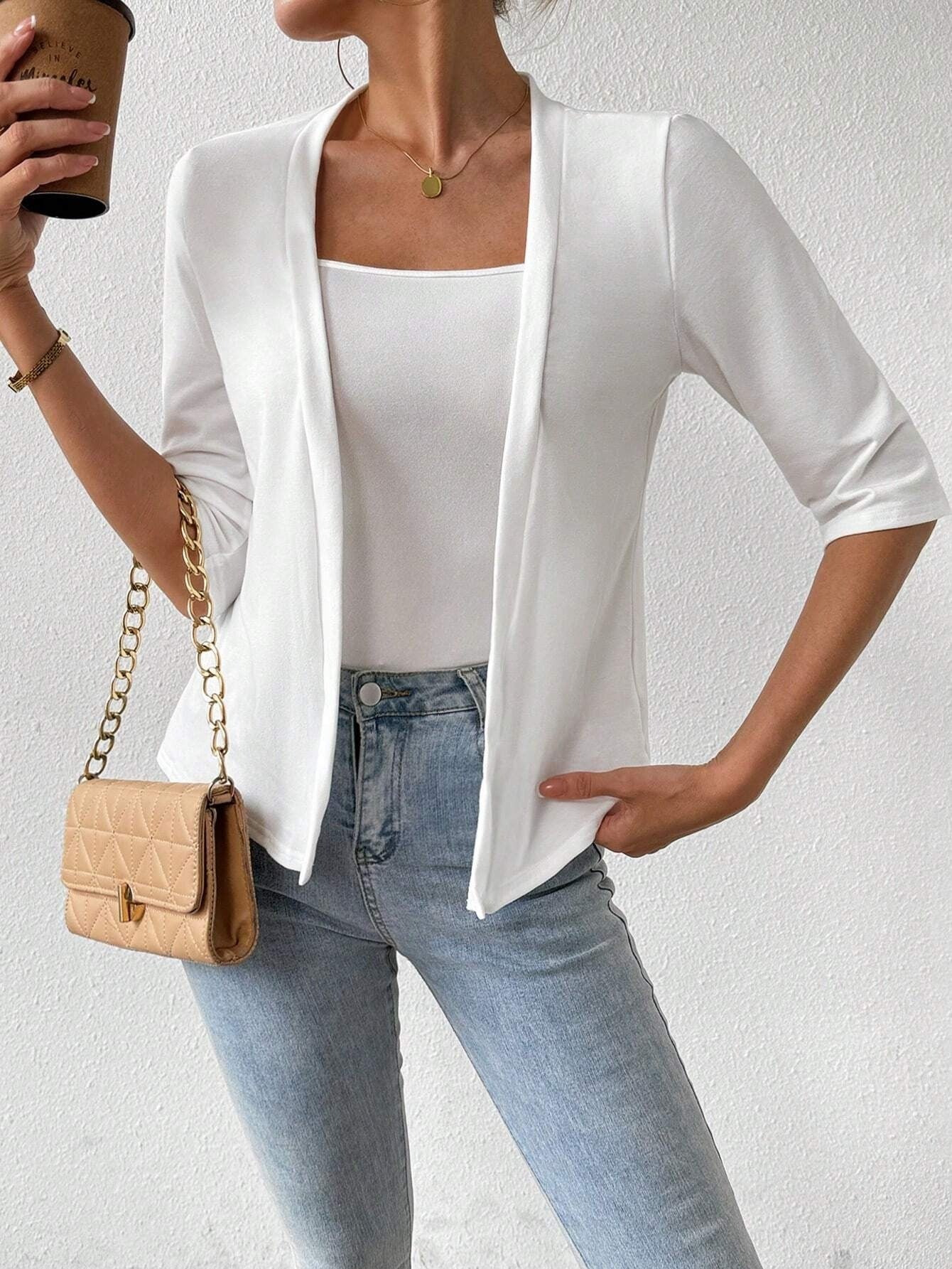 Women's Regular Summer Open Top Wool Jacket