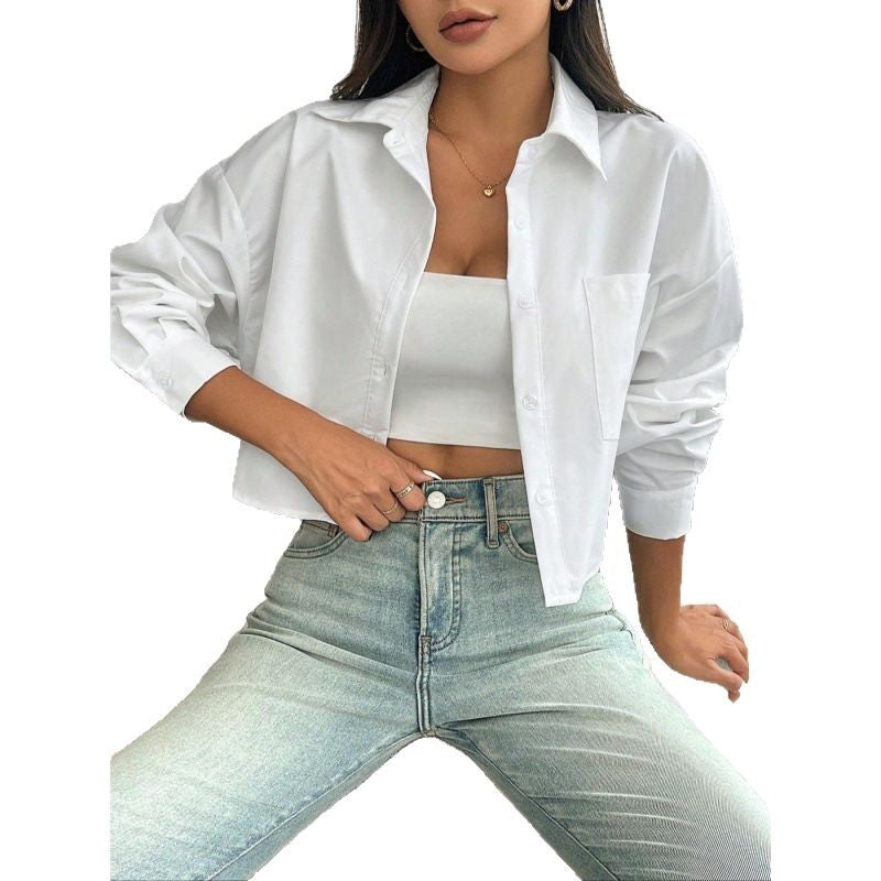 Fashion Solid Color Loose-fitting Women's Shirt Top