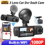 HD 1080p Driving Recorder Three-lens Same Display With Reversing Image Mobile Phone WIFI Car DVR