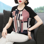 Middle-aged Mom Geometric Pattern Printed Top