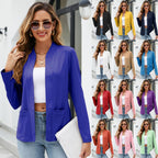 Fashion Women's Wear Pocket Coat Suit Jacket Light