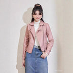 Women's Pu Motorcycle Leather Short Korean Slim Fit Plus Size