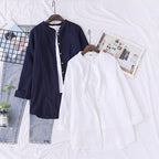 Stand Collar Double-layer Yarn Long Sleeve Blouse Loose