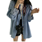 Women's Sun-proof Loose Mid-length Retro Lapels Shirt