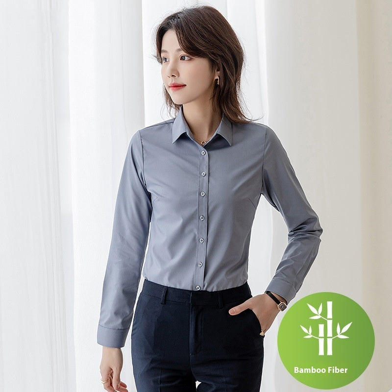 Bamboo Fiber Business Wear White Shirt For Women