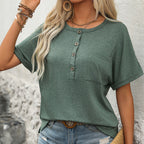 Loose Top Cardigan Button Pocket